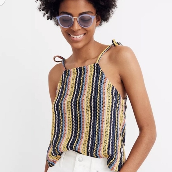 Madewell Tops - MADEWELL Texture & Thread Tie-Shoulder Tank Top in Rainbow sz Med